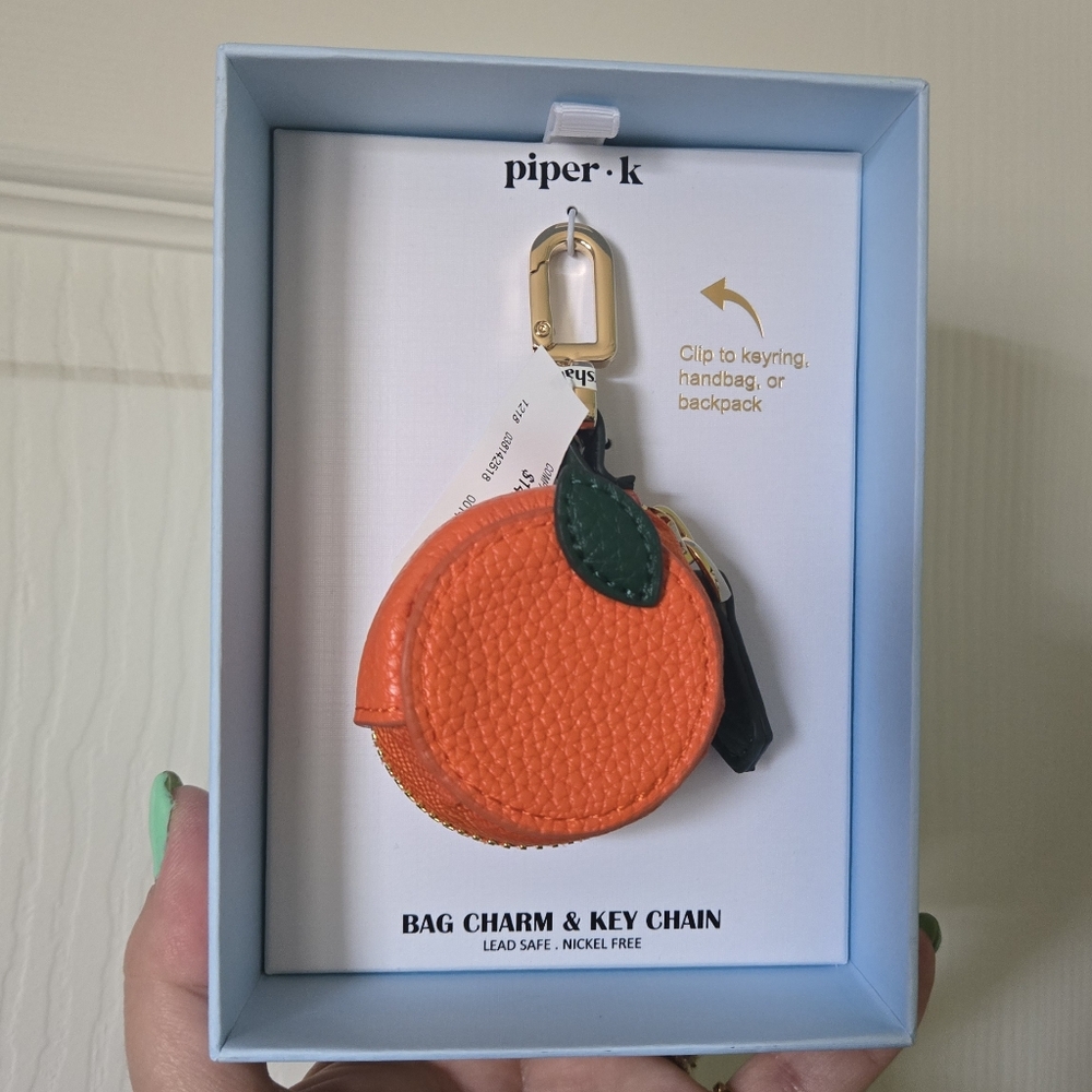Piper K Orange Bag Charm Key Chain